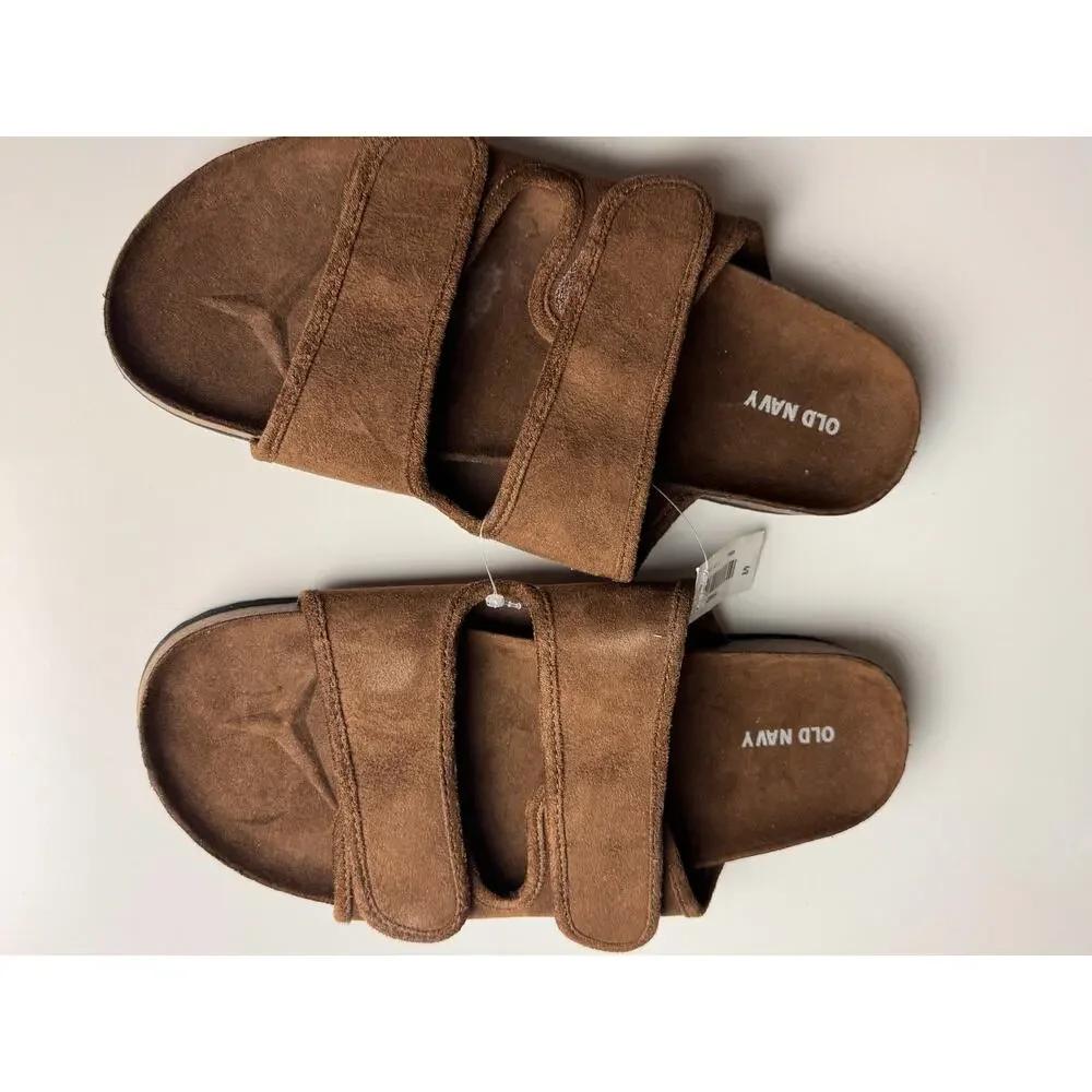 Old Navy Suede Double Secure Strap Cognac Men's Flat Sandals Sz 8-9